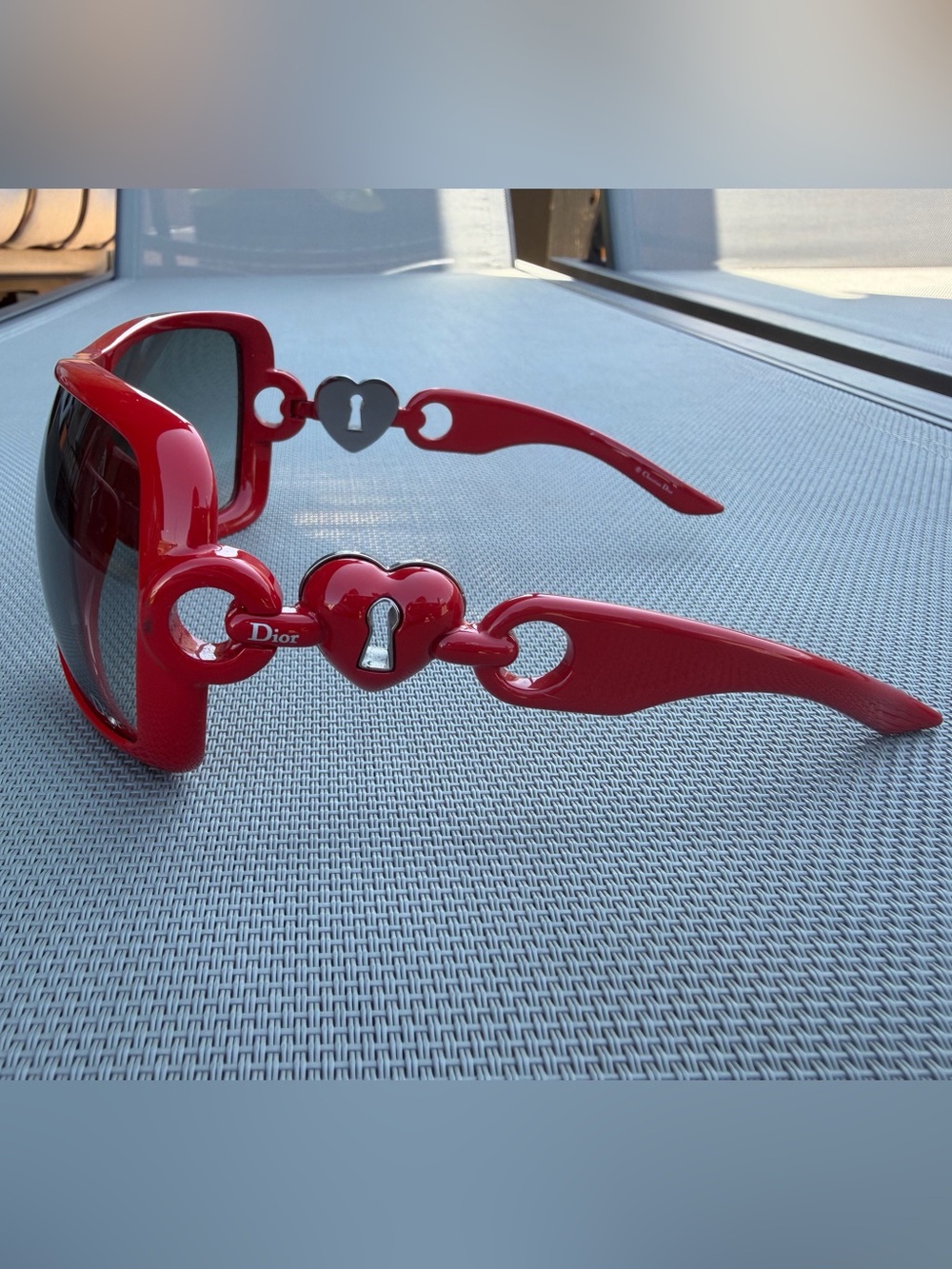 RARE Vintage Dior Heart Lock Red Oversized Sunglasses… - Gem